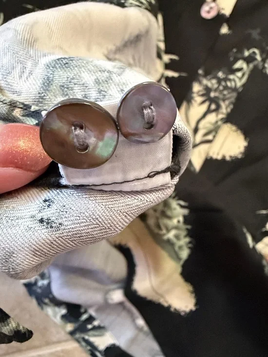 MWOT Tommy Bahama 100% Silk Black Tropical Palm Print Camp Shirt - Picture 6 of 8